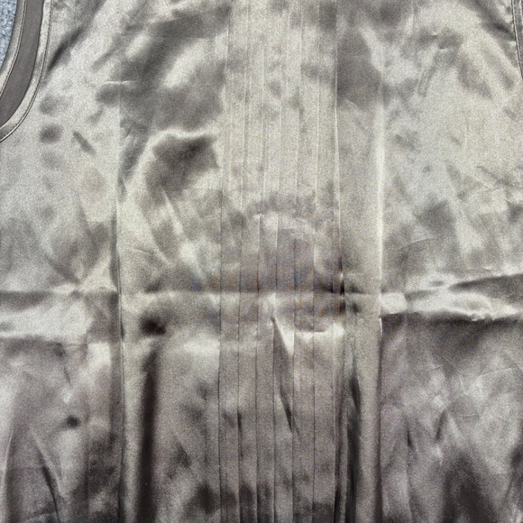 BCBG Max Azria Womens M Pleated Satin Sleeveless Blouse Metalic Brnze/Brownish - Picture 2 of 8